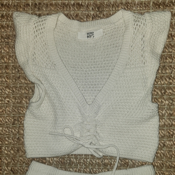Chic Cream Knit Pajama Set - Picture 4 of 7